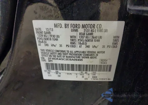 2014 Ford Edge Se z USA, uszkodzony, nr VIN 2FMDK4GC2EBA09495